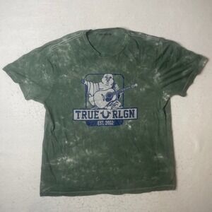 True‎ Religion Mens 2XLarge Green Tie Dye Buddha Logo SS Tee TShirt